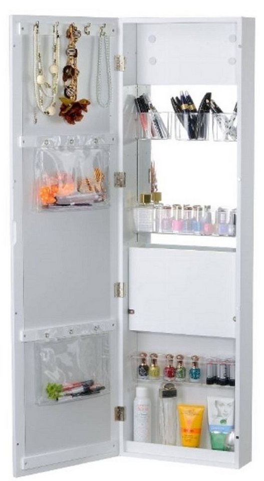 Casa Padrino Schminkschrank Luxus Schminkschrank mit Spiegeltür Weiß 36 x 12 x H. 121 cm - Luxus Möbel von Casa Padrino