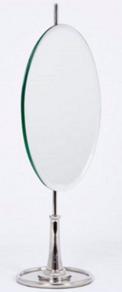 Casa Padrino Schminkspiegel Luxus Schminkspiegel Silber H. 56 cm - Ovaler Aluminium Schminktisch Spiegel von Casa Padrino