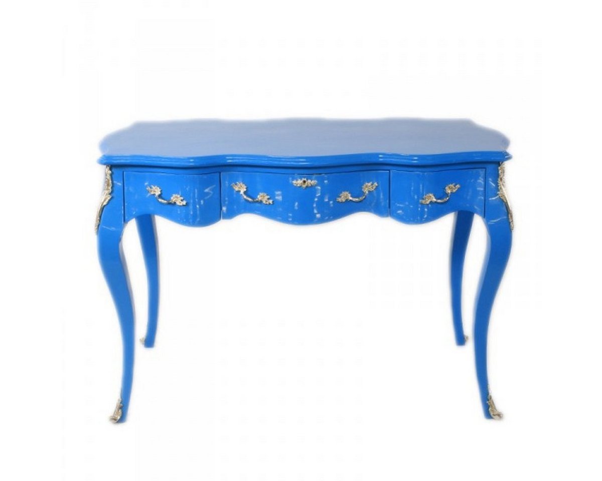 Casa Padrino Schreibtisch Barock Schreibtisch Sekretär / Konsole Blau 120 x 60 x H80 cm - Luxus Möbel von Casa Padrino