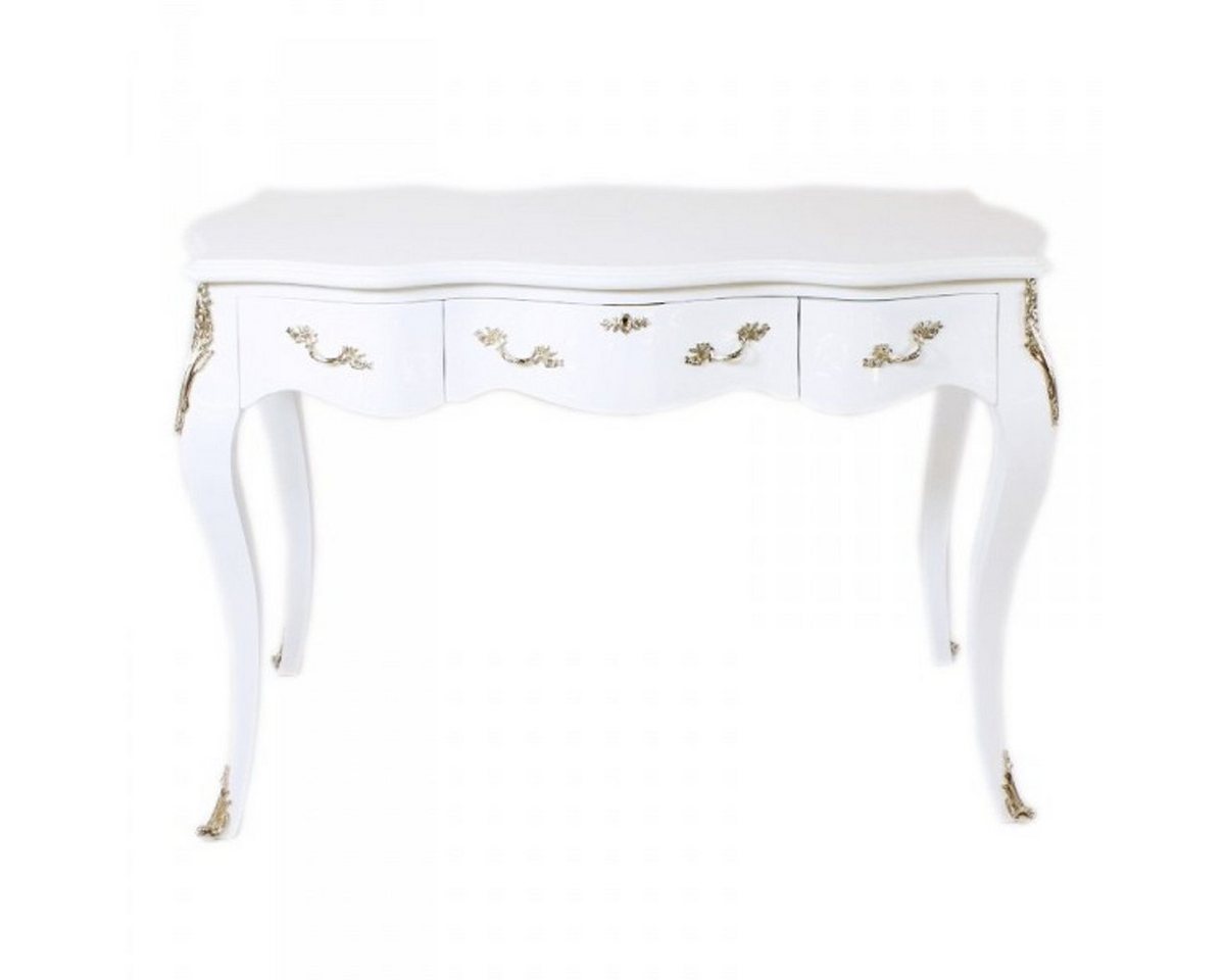 Casa Padrino Schreibtisch Barock Schreibtisch Sekretär / Konsole Weiß / Silber 120 x 60 x H80 cm - Luxus Möbel von Casa Padrino