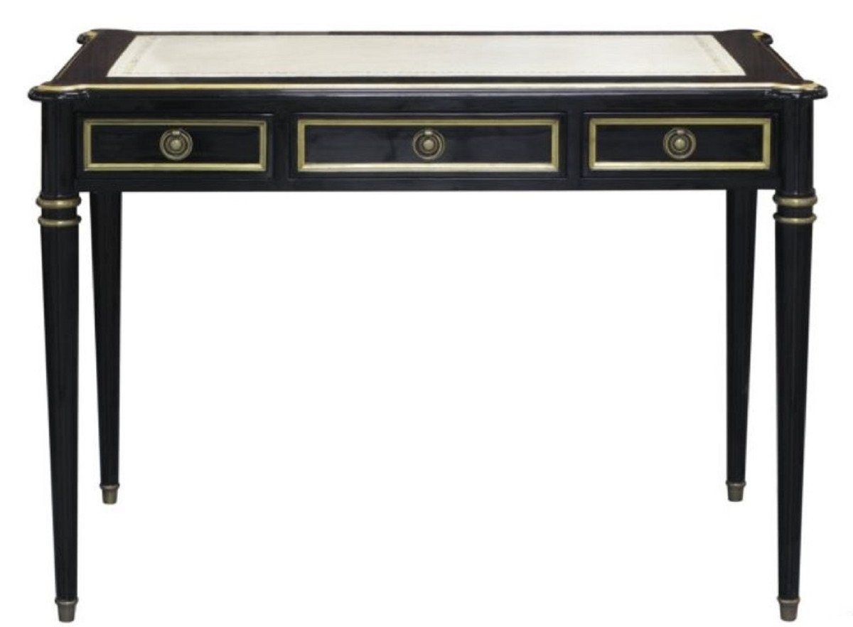 Casa Padrino Schreibtisch Barock Schreibtisch mit 3 Schubladen Schwarz / Weiß / Gold 108 x 61 x H. 77 cm - Barock Büromöbel Casa Padrino Schreibtisch Barock Schreibtisch mit 3 Schubladen Schwarz / Weiß / Gold 108 x 61 x H. 77 cm - Barock Büromöbel von Casa Padrino