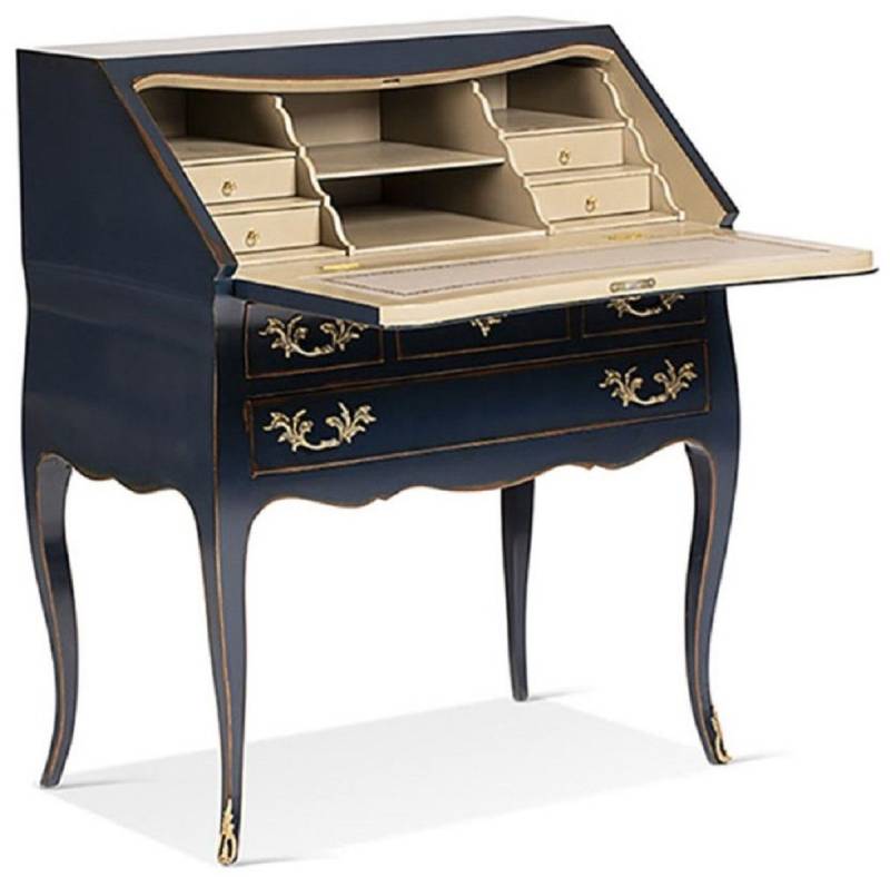 Casa Padrino Schreibtisch Casa Padrino Luxus Barock Sekretär Blau / Gold / Beige - Handgefertigter Schreibtisch im Barockstil - Barock Büro Möbel - Luxus Möbel im Barockstil - Luxus Qualität - Made in Italy von Casa Padrino