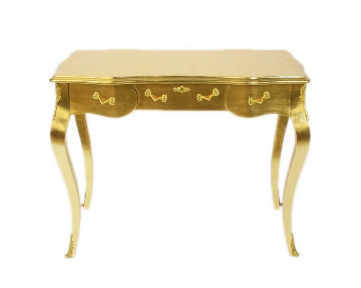 Casa Padrino Schreibtisch Luxus Barock Schreibtisch / Konsole Gold ink. Glasplatte 97 x 78 x 48 cm - Sekretär Luxus Möbel Casa Padrino Schreibtisch Luxus Barock Schreibtisch / Konsole Gold ink. Glasplatte 97 x 78 x 48 cm - Sekretär Luxus Möbel von Casa Padrino