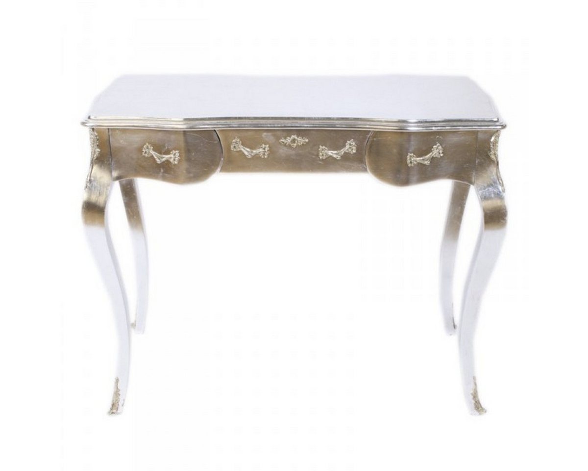 Casa Padrino Schreibtisch Luxus Barock Schreibtisch / Konsole Silber inkl. Glasplatte 97 x 78 x 48 cm - Sekretär Luxus Möbel von Casa Padrino