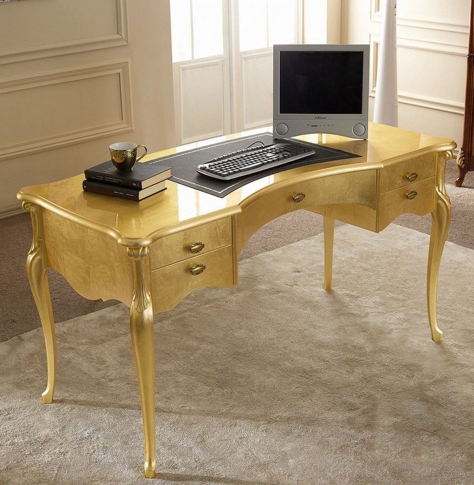 Casa Padrino Schreibtisch Luxus Barock Schreibtisch Gold / Schwarz - Edler Massivholz Bürotisch mit 5 Schubladen - Barock Büromöbel - Luxus Qualität - Made in Italy Casa Padrino Schreibtisch Luxus Barock Schreibtisch Gold / Schwarz - Edler Massivholz Bürotisch mit 5 Schubladen - Barock Büromöbel - Luxus Qualität - Made in Italy von Casa Padrino