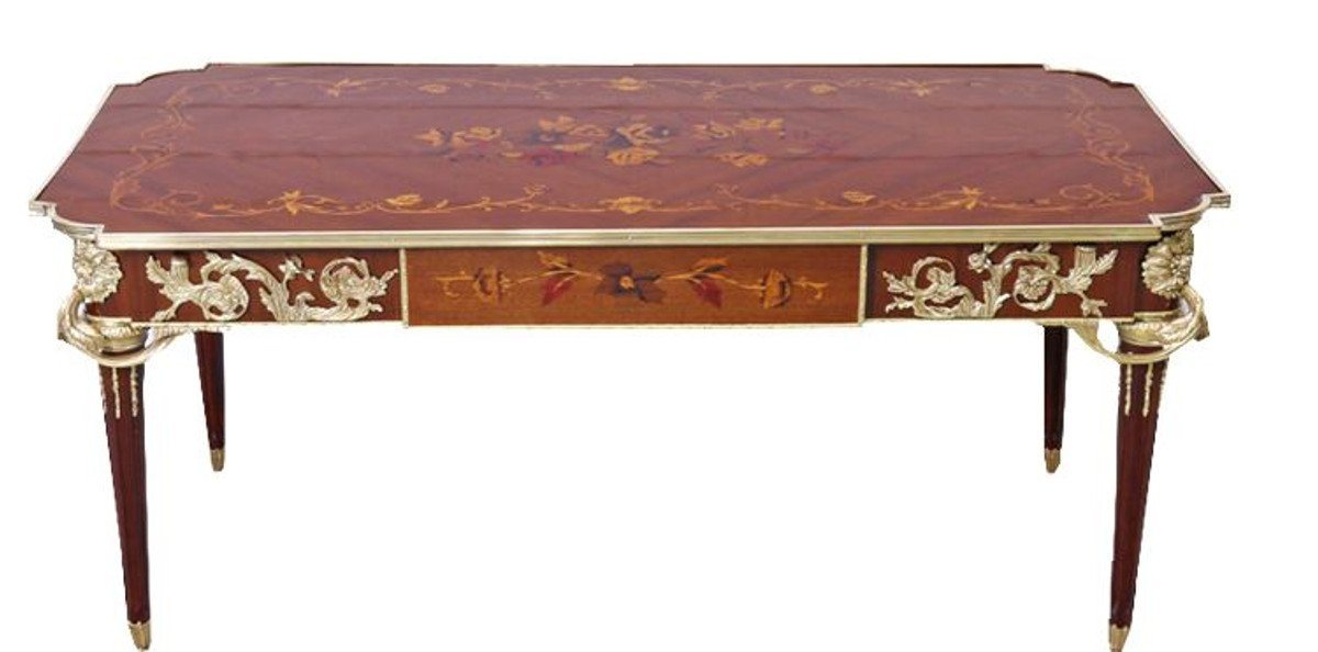 Casa Padrino Schreibtisch Luxus Barock Schreibtisch Mahagoni Sekretär 120 cm - Antik Stil von Casa Padrino