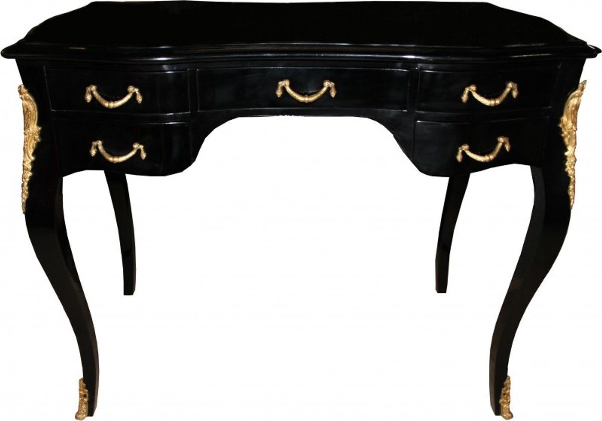 Casa Padrino Schreibtisch Luxus Barock Schreibtisch Schwarz Hochglanz / Gold 100 x 80 x 58 cm - Sekretär Luxus Möbel von Casa Padrino