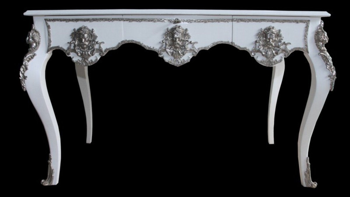 Casa Padrino Schreibtisch Luxus Barock Schreibtisch Weiß / Silber Sekretär Luxus Möbel Casa Padrino Schreibtisch Luxus Barock Schreibtisch Weiß / Silber Sekretär Luxus Möbel von Casa Padrino