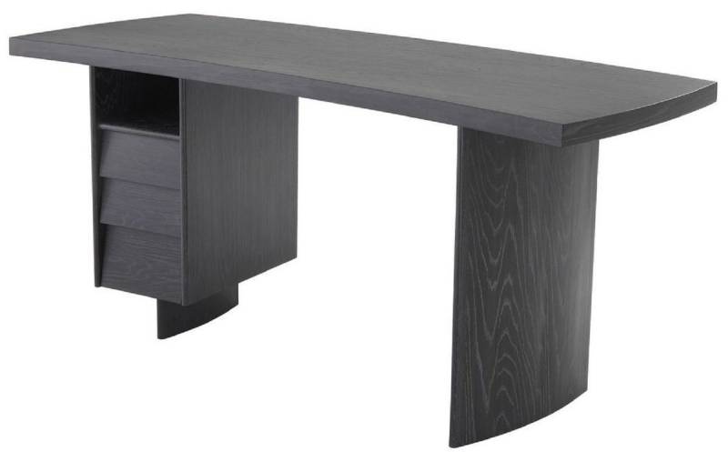 Casa Padrino Schreibtisch Luxus Massivholz Schreibtisch mit gebogener Tischplatte Anthrazitgrau 170 x 70 x H. 78,5 cm - Bürotisch - Computertisch - Luxus Büro Möbel von Casa Padrino