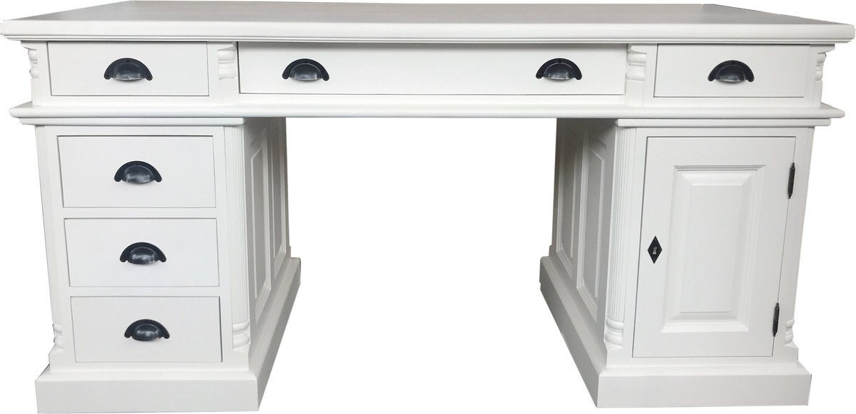Casa Padrino Schreibtisch Luxus Schreibtisch Kiefer Massiv England Weiß 160 cm - Englischer Schreibtisch - Antik Stil - Empire Jugendstil Barock Shabby Chic Casa Padrino Schreibtisch Luxus Schreibtisch Kiefer Massiv England Weiß 160 cm - Englischer Schreibtisch - Antik Stil - Empire Jugendstil Barock Shabby Chic von Casa Padrino