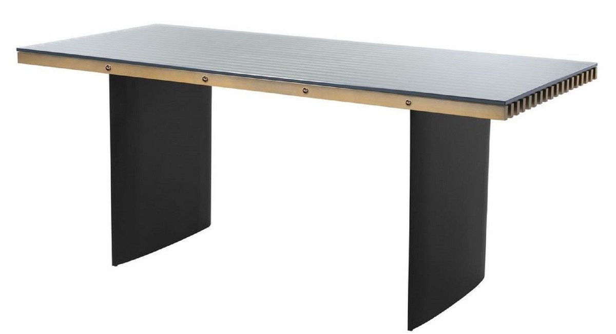 Casa Padrino Schreibtisch Luxus Schreibtisch mit Glasplatte Messing / Schwarz 180 x 78,5 x H. 76 cm - Luxus Qualität - Büromöbel Casa Padrino Schreibtisch Luxus Schreibtisch mit Glasplatte Messing / Schwarz 180 x 78,5 x H. 76 cm - Luxus Qualität - Büromöbel von Casa Padrino