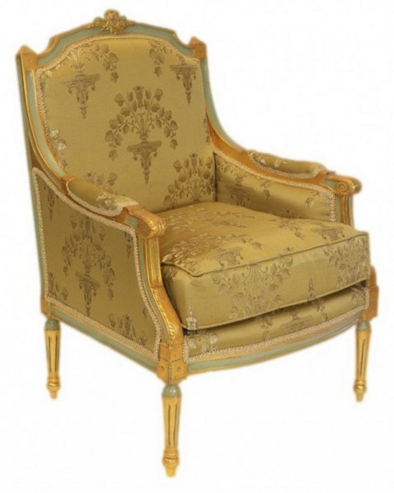 Casa Padrino Sessel Barock Lounge Thron Sessel Empire Gold Muster - Ohren Sessel - Ohrensessel Tron Stuhl von Casa Padrino