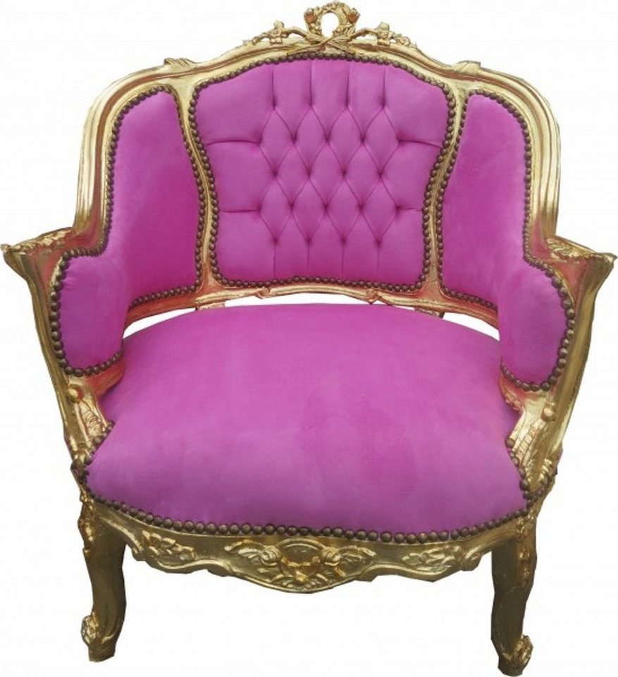 Casa Padrino Sessel Barock Salon Lounge Sessel Rosa / Gold - Cocktailsessel von Casa Padrino