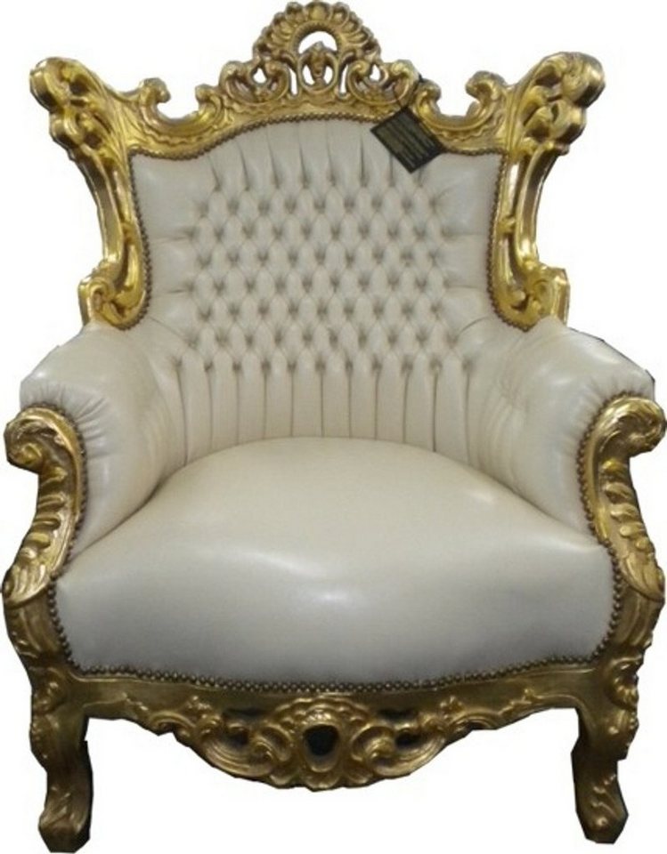 Casa Padrino Sessel Barock Sessel Al Capone Creme/Gold - Möbel Antik Stil von Casa Padrino