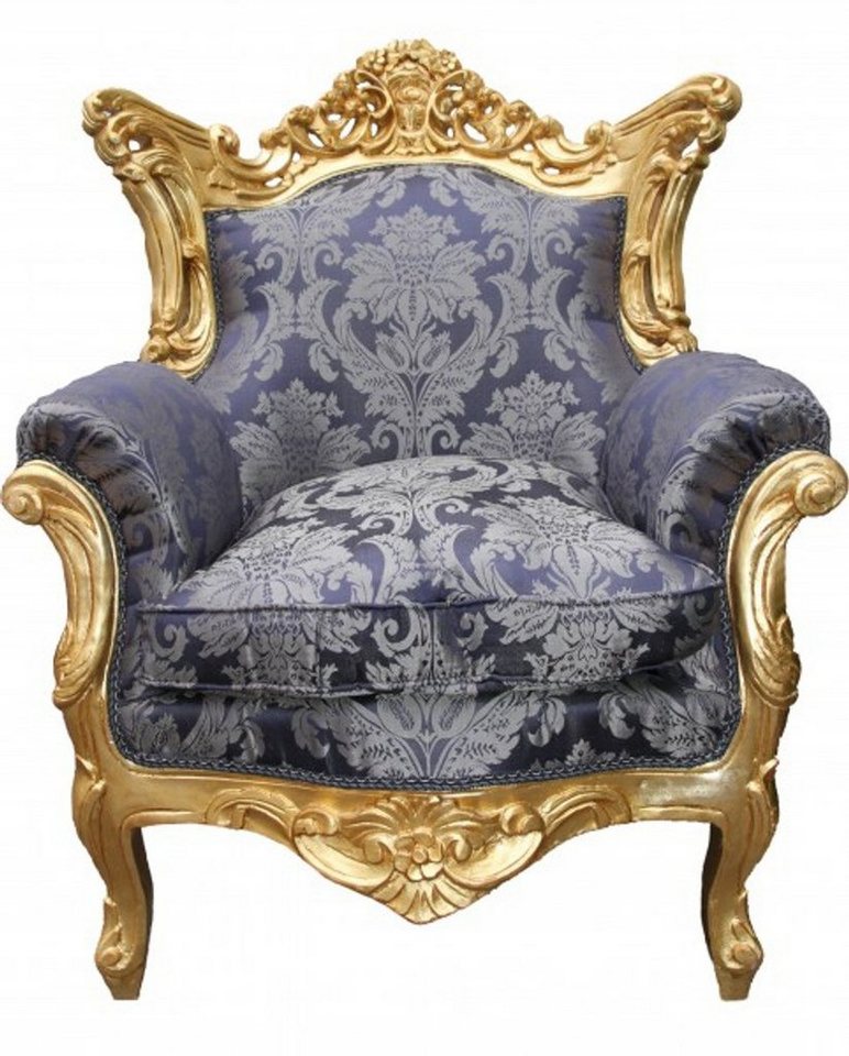 Casa Padrino Sessel Barock Sessel Al Capone" Mod2 Royal Blau Muster / Gold" von Casa Padrino