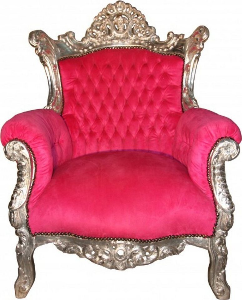 Casa Padrino Sessel Barock Sessel Al Capone" Pink/Silber" von Casa Padrino