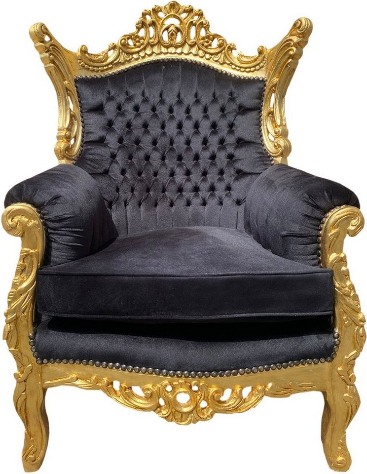 Casa Padrino Sessel Barock Sessel Al Capone Schwarz-Gold von Casa Padrino