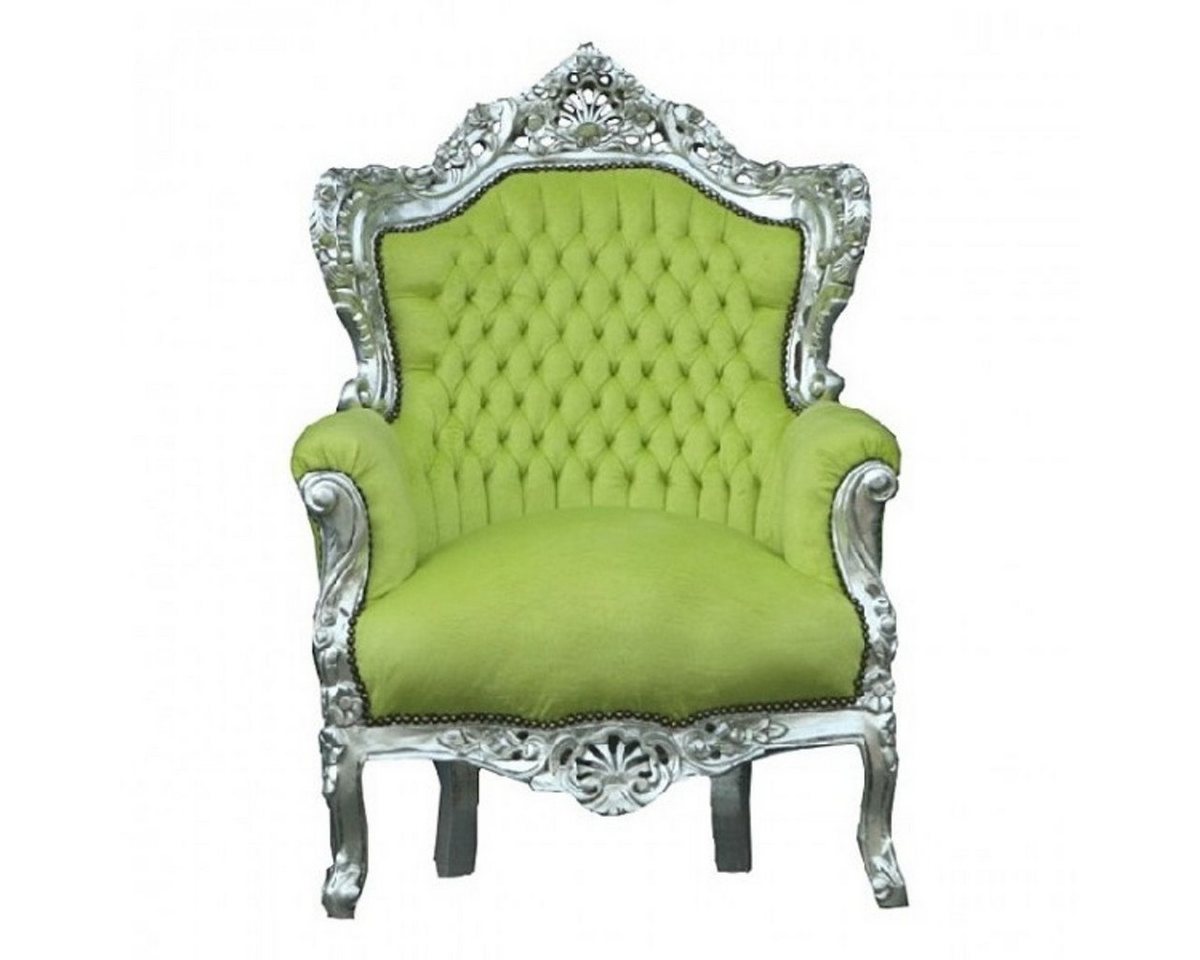 Casa Padrino Sessel Barock Sessel King Jadegrün / Silber 85 x 85 x H. 120 cm - Luxus Antik Stil Möbel von Casa Padrino