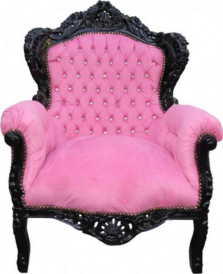 Casa Padrino Sessel Barock Sessel King" Rosa/Schwarz mit Bling Bling Glitzersteinen - Limited Edition" von Casa Padrino