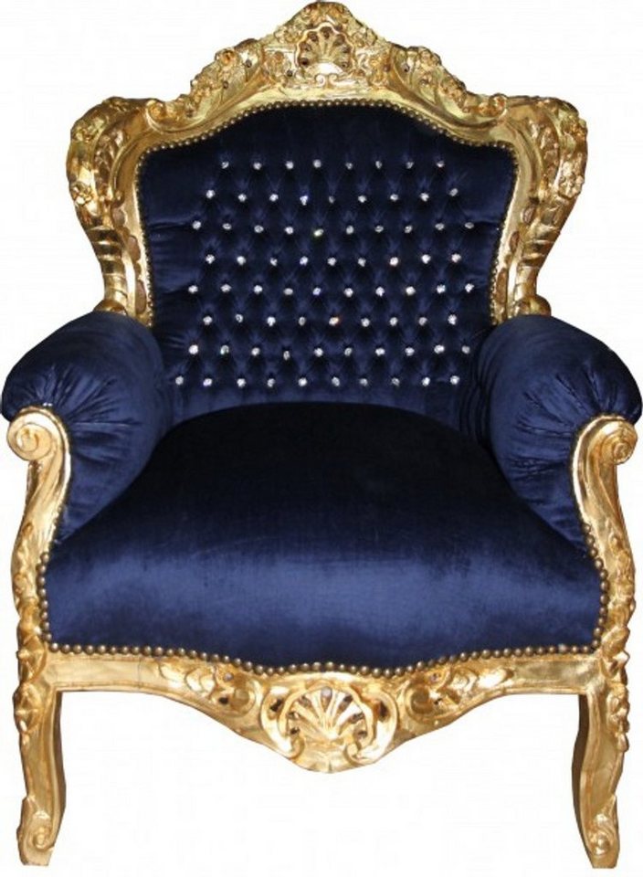 Casa Padrino Sessel Barock Sessel King" Royalblau/Gold mit Bling Bling Glitzersteinen" von Casa Padrino