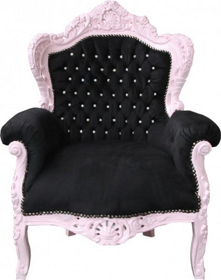 Casa Padrino Sessel Barock Sessel King" Schwarz/Rosa mit Bling Bling Glitzersteinen" von Casa Padrino