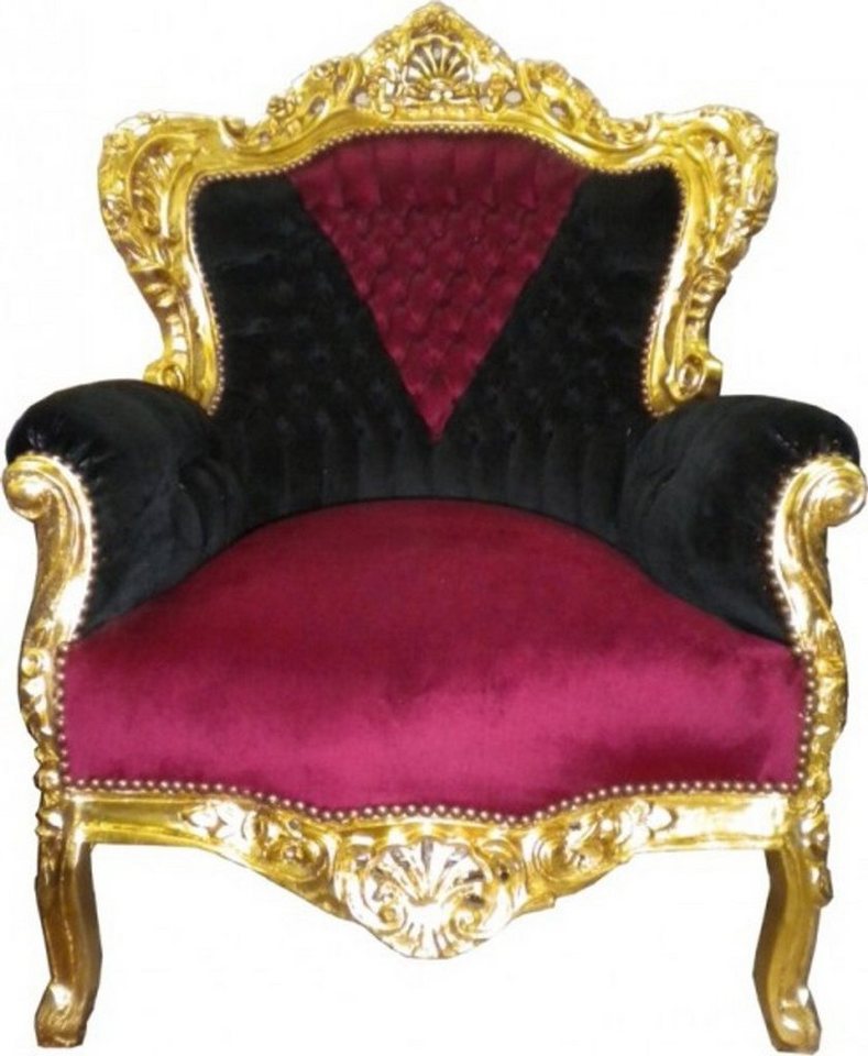 Casa Padrino Sessel Barock Sessel King Schwarz / Rot / Gold 85 x 85 x H. 120 cm von Casa Padrino