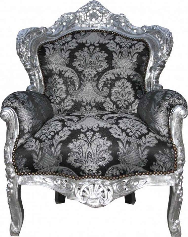 Casa Padrino Sessel Barock Sessel  King" Schwarz Muster / Silber - Limited Edition Model" von Casa Padrino