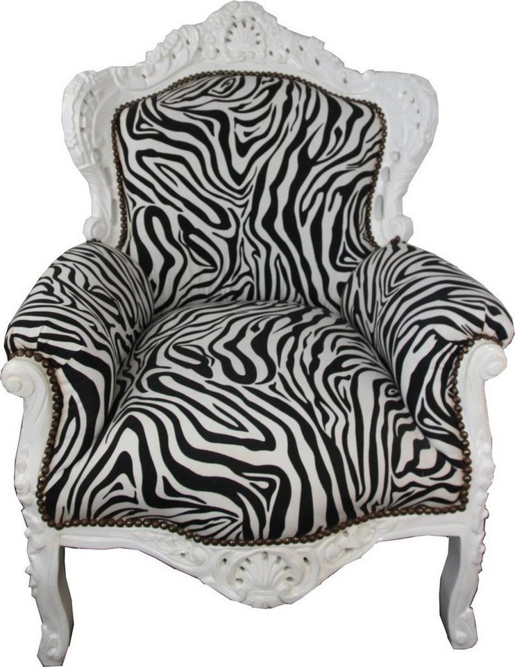 Casa Padrino Sessel Barock Sessel King Zebra / Weiß - Antik Stil Möbel Schwarz Weiß von Casa Padrino