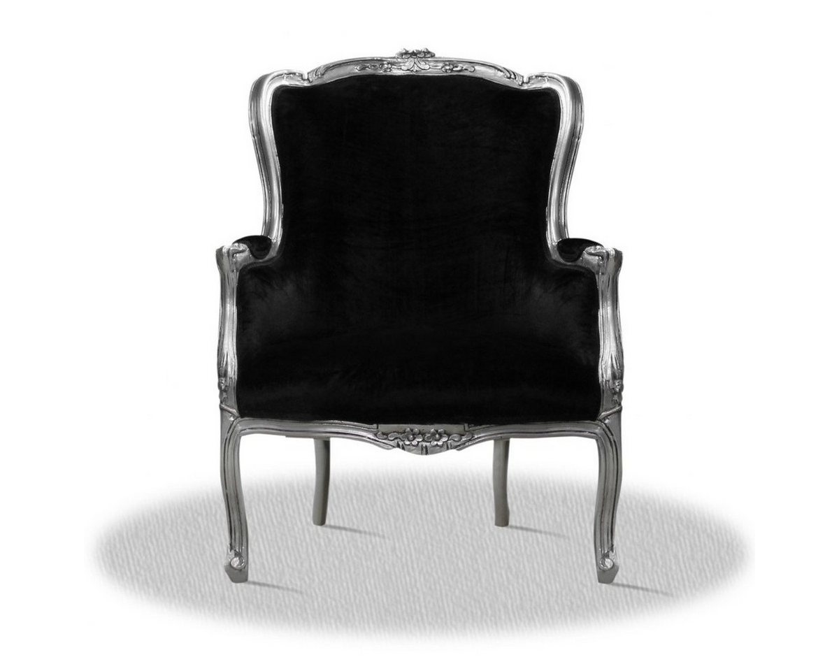 Casa Padrino Sessel Barock Sessel Silber Schwarz 70 x 65 x H. 100 cm von Casa Padrino