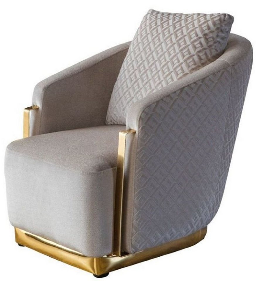 Casa Padrino Sessel Casa Padrino Luxus Sessel Grau / Gold 87 x 83 x H. 75 cm - Wohnzimmer Sessel - Hotel Sessel - Wohnzimmer Möbel - Hotel Möbel - Luxus Möbel - Wohnzimmer Einrichtung - Luxus Einrichtung von Casa Padrino