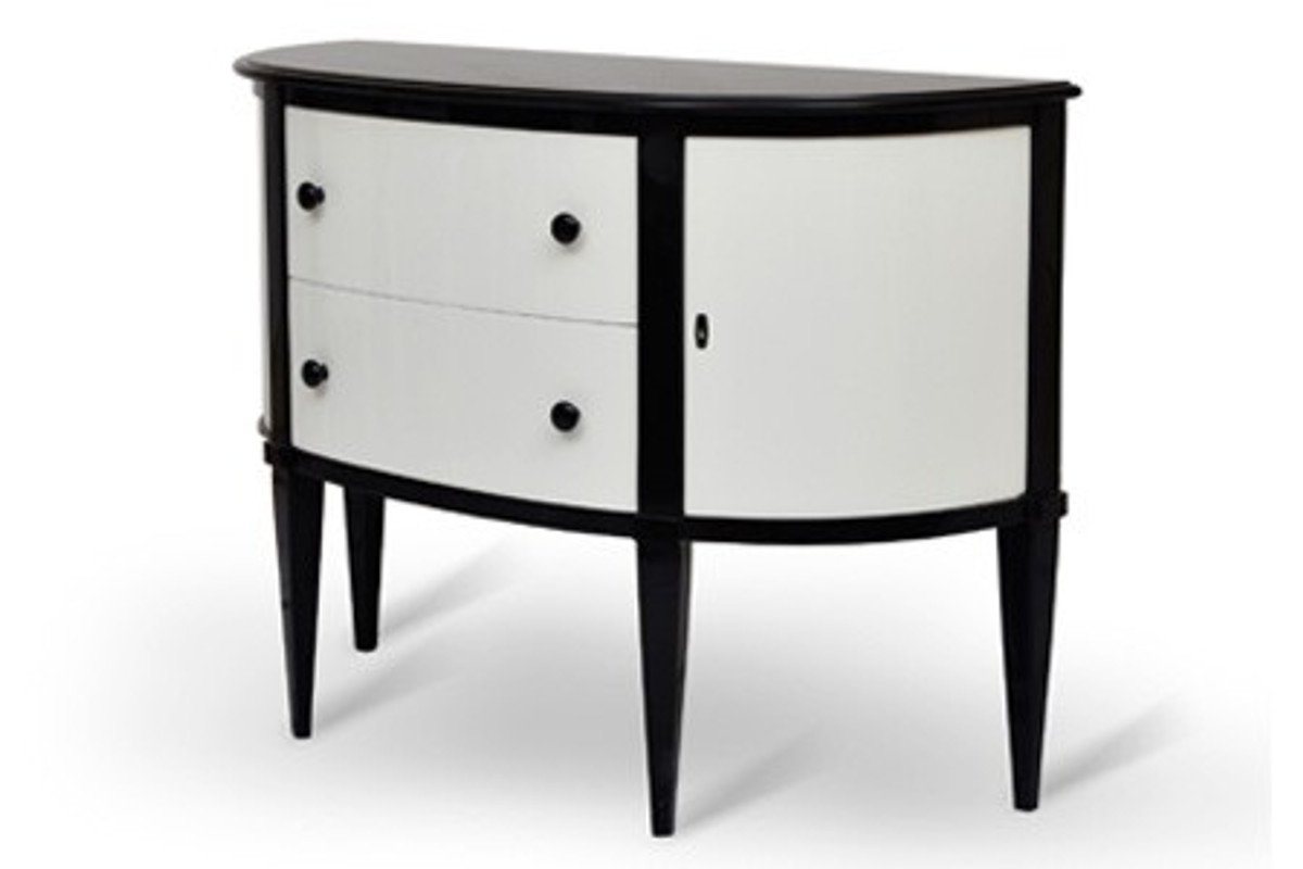 Casa Padrino Sideboard Art Deco Sideboard Schwarz / Weiß handbemalt 129 cm - Hotel Collection von Casa Padrino