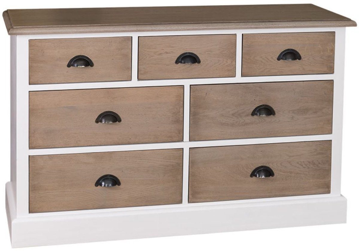 Casa Padrino Sideboard Casa Padrino Landhausstil Sideboard Weiß / Naturfarben 122 x 38 x H. 75 cm - Möbel im Landhausstil von Casa Padrino