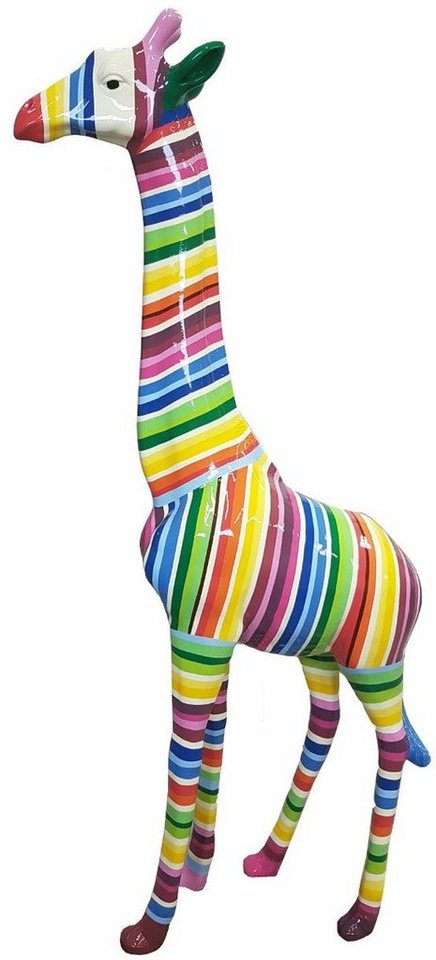 Casa Padrino Skulptur Designer Deko Giraffe mit Streifen Mehrfarbig H. 205 cm - Riesige Dekofigur - Gartendeko Skulptur - Gartenfigur von Casa Padrino