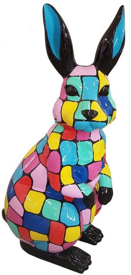 Casa Padrino Skulptur Designer Deko Skulptur Hase Mehrfarbig H. 110 cm - Tierfigur - Dekofigur - Gartenfigur - Gartendeko von Casa Padrino