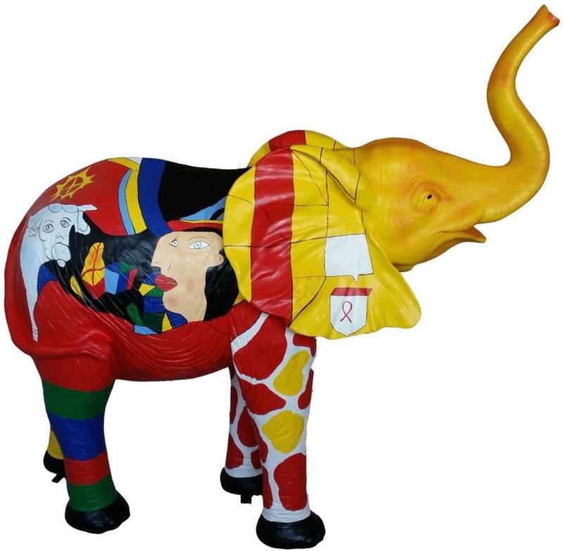 Casa Padrino Skulptur Designer Dekofigur Elefant Mehrfarbig 160 x H. 160 cm - Riesige Deko Skulptur - Gartendeko von Casa Padrino