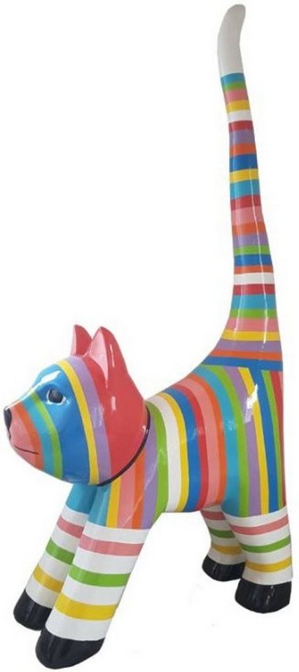 Casa Padrino Skulptur Designer Gartendeko Skulptur Katze Mehrfarbig gestreift H. 190 cm - Tierfigur - Gartenfigur von Casa Padrino