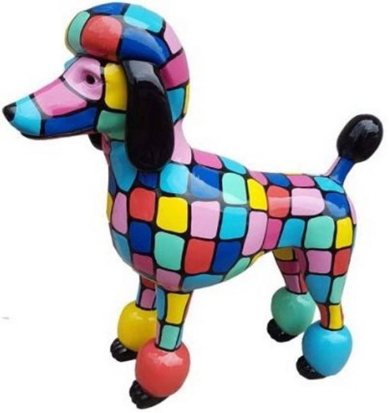 Casa Padrino Skulptur Designer Gartendeko Skulptur Pudel Hund Mehrfarbig 64 x H. 63 cm - Gartendeko Figur - Wetterbeständige Gartenfigur - Dekorative Tierfigur von Casa Padrino