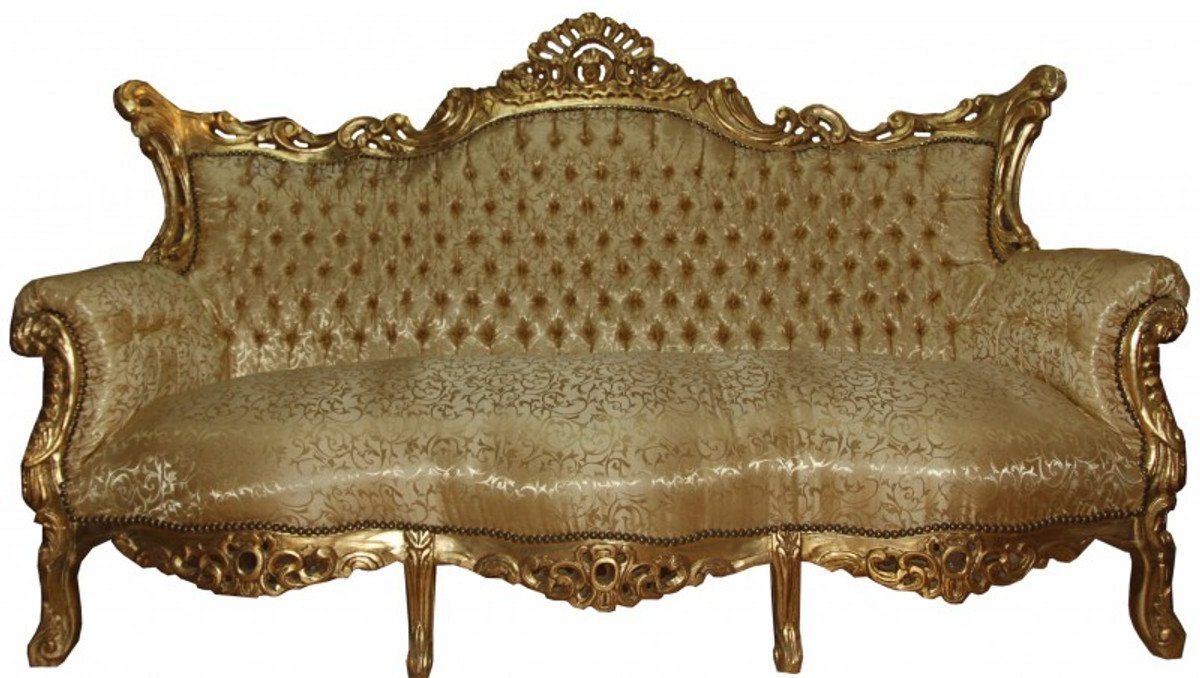 Casa Padrino Sofa Barock Sofa 3er Master Gold Muster /Gold- Antik Möbel von Casa Padrino