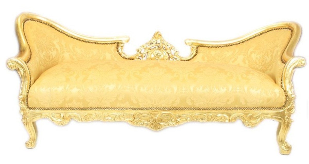 Casa Padrino Sofa Barock Sofa Garnitur Vampire Gold Blumen Muster / Gold - Antik Design Möbel Couch Wohnzimmer von Casa Padrino