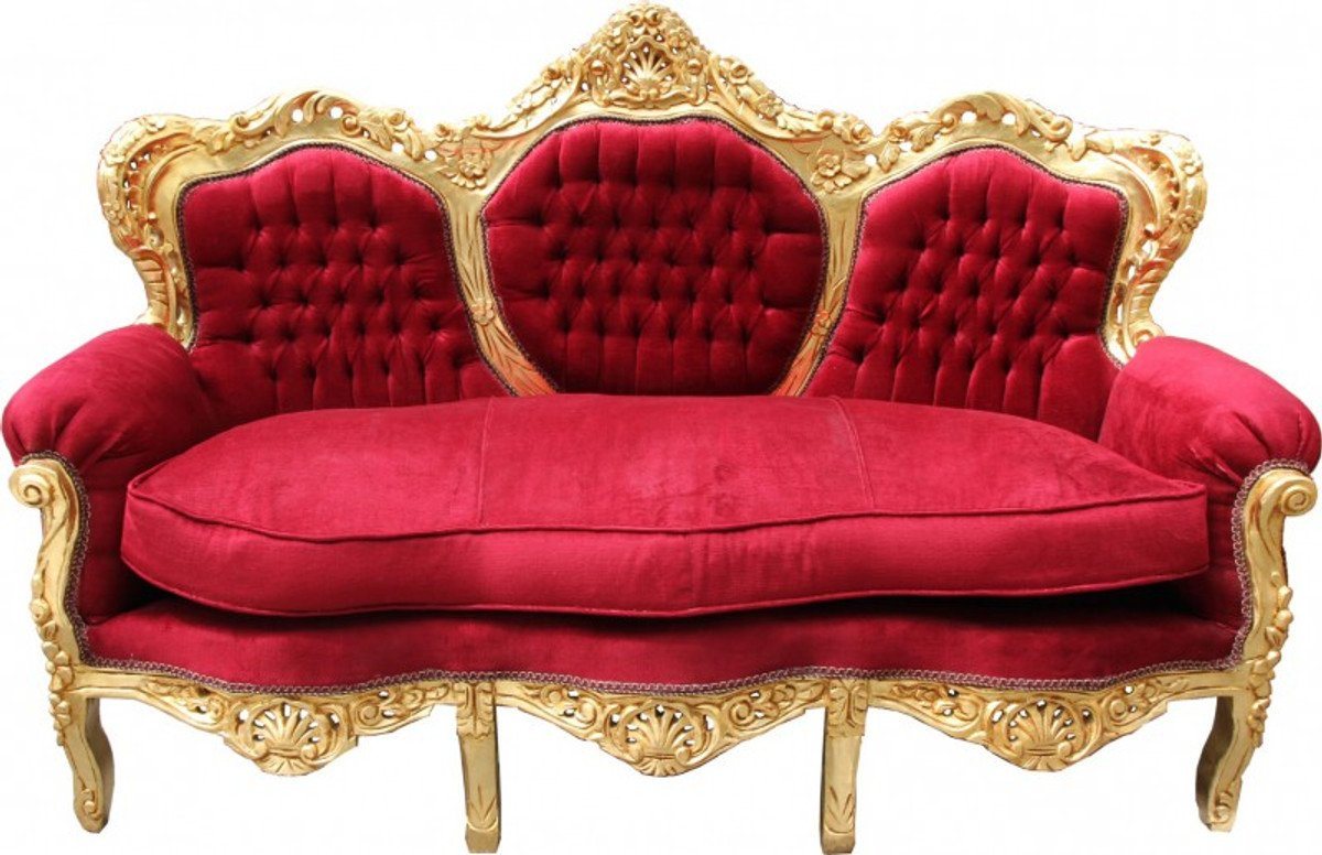 Casa Padrino Sofa Barock Sofa King Bordeaux Rot / Gold Mod2 - Möbel Lounge Couch von Casa Padrino