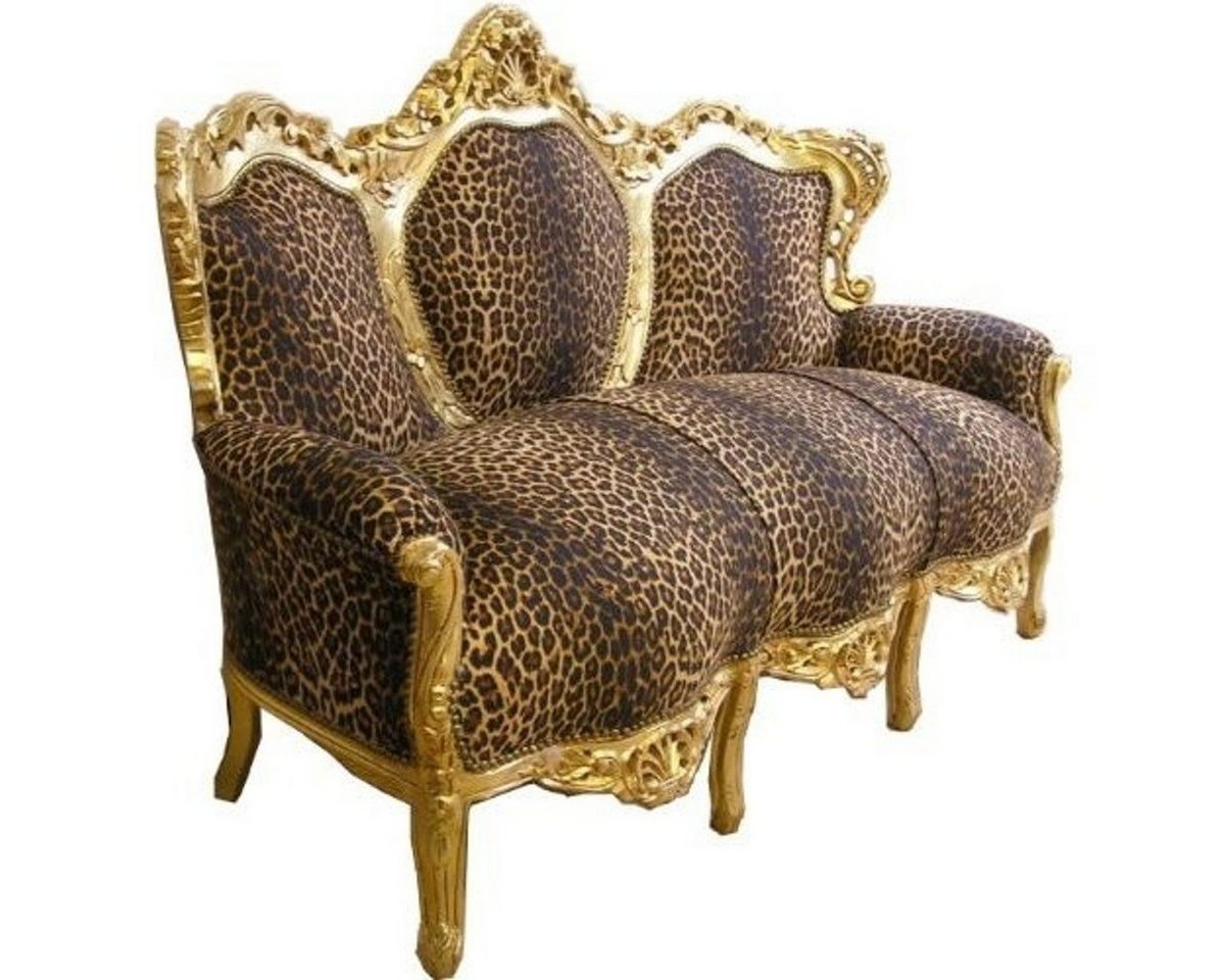 Casa Padrino Sofa Barock Sofa Leopard/Gold - Möbel Antik Stil Barock Tiger Leo Couch von Casa Padrino