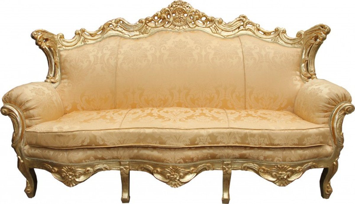 Casa Padrino Sofa Barock Sofa Master Gold Flowers Muster / Gold - Wohnzimmer Couch Möbel Lounge von Casa Padrino