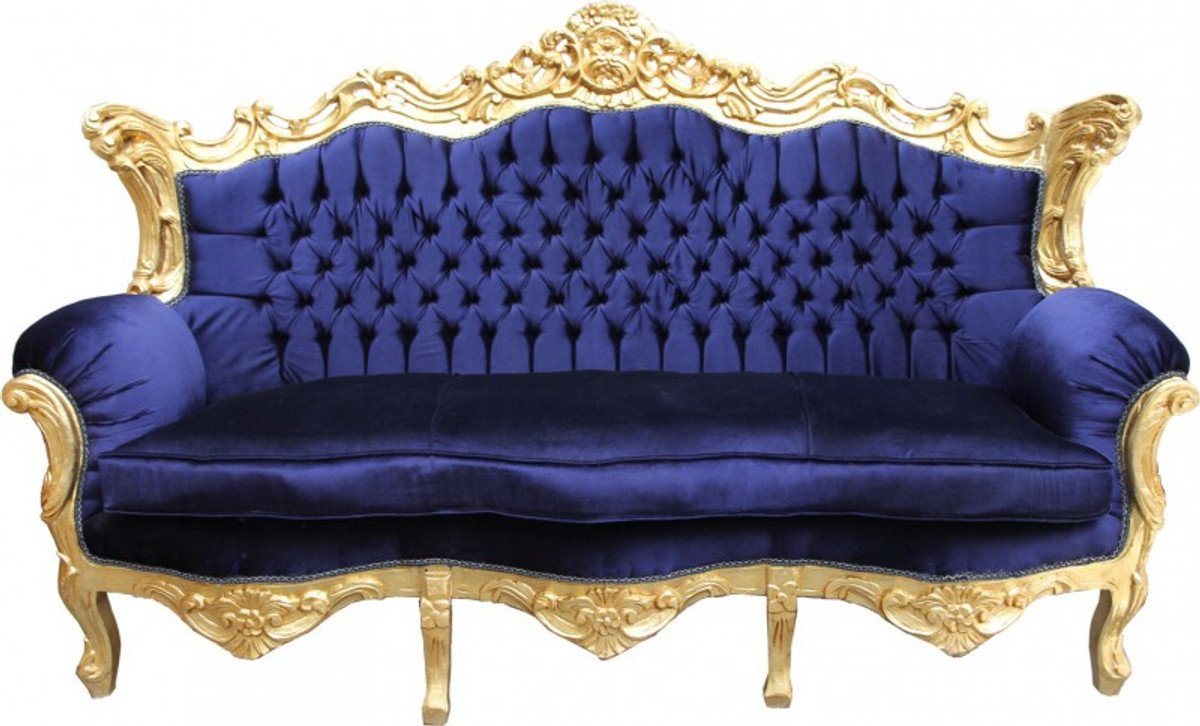 Casa Padrino Sofa Barock Sofa Master Royal Blau / Gold - Wohnzimmer Möbel Couch Lounge Interior von Casa Padrino