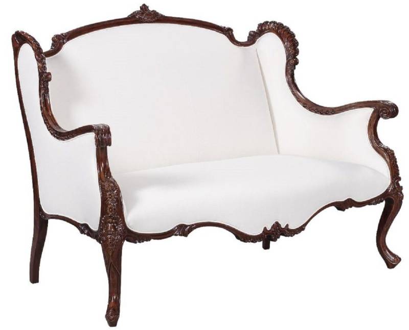 Casa Padrino Sofa Luxus Barock Sofa Weiß / Dunkelbraun - Prunkvolles Wohnzimmer Sofa im Barockstil - Barock Wohnzimmer Möbel - Edel & Prunkvoll von Casa Padrino