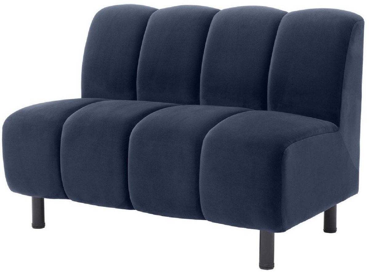 Casa Padrino Sofa Luxus Couch Mitternachtsblau / Schwarz 121 x 75 x H. 87 cm - Wohnzimmer Sofa mit edlem Samtstoff - Luxus Möbel von Casa Padrino