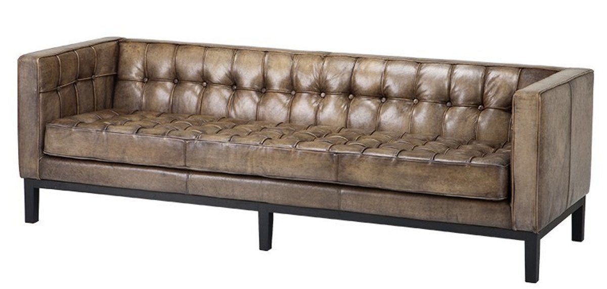 Casa Padrino Sofa Luxus Echt Leder Sofa Glasgow Vintage Leder Olive - 3 Sitzer - Luxus Hotel Möbel von Casa Padrino