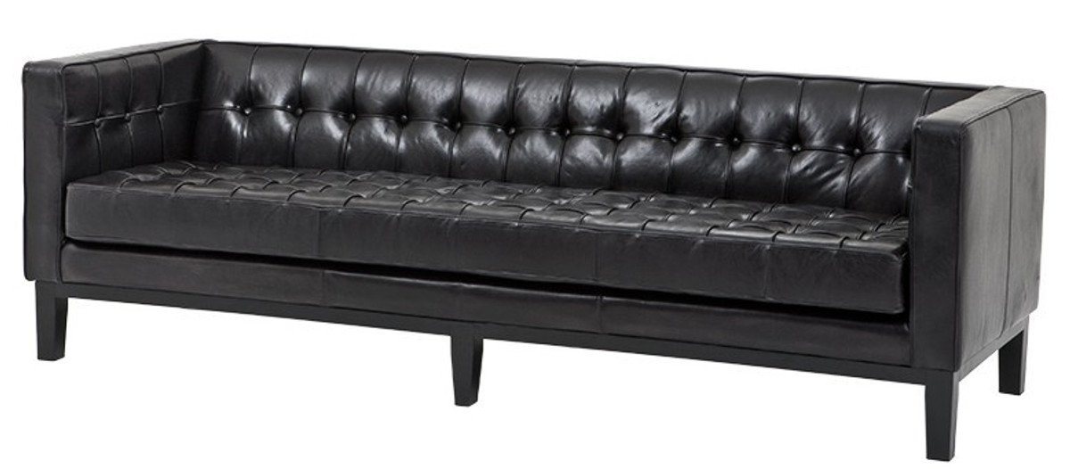 Casa Padrino Sofa Luxus Echt Leder Sofa Glasgow Vintage Leder Schwarz - 3 Sitzer - Luxus Hotel Möbel von Casa Padrino