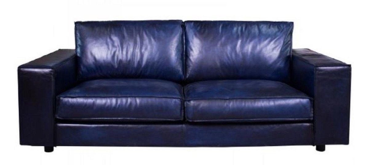 Casa Padrino Sofa Luxus Leder Sofa Dunkelblau 205 x 104 x H. 83 cm - Echtleder Wohnzimmer Sofa - Echtleder Wohnzimmer Möbel - Luxus Leder Möbel von Casa Padrino