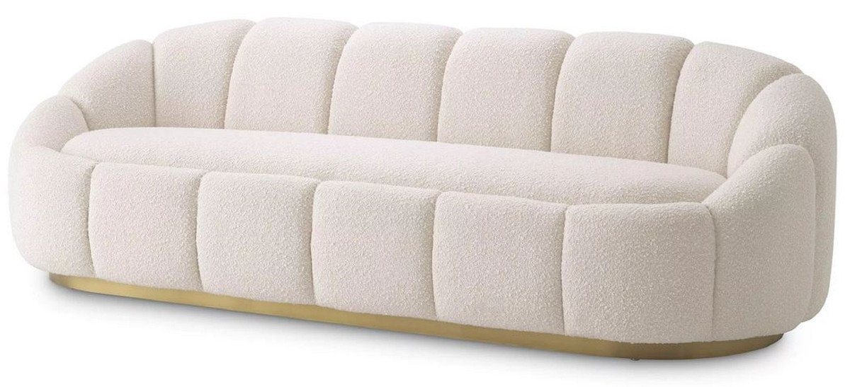 Casa Padrino Sofa Luxus Sofa Creme / Messing 230 x 80 x H. 71 cm - Wohnzimmer & Hotel Sofa - Wohnzimmer & Hotel Möbel - Luxus Kollektion von Casa Padrino