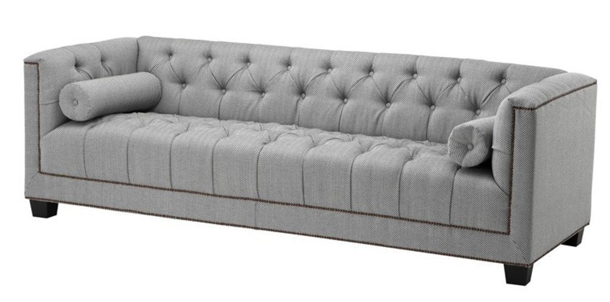 Casa Padrino Sofa Luxus Sofa Kubus Fischgrätmuster Grau - 3 Sitzer - Hotel Einrichtung von Casa Padrino